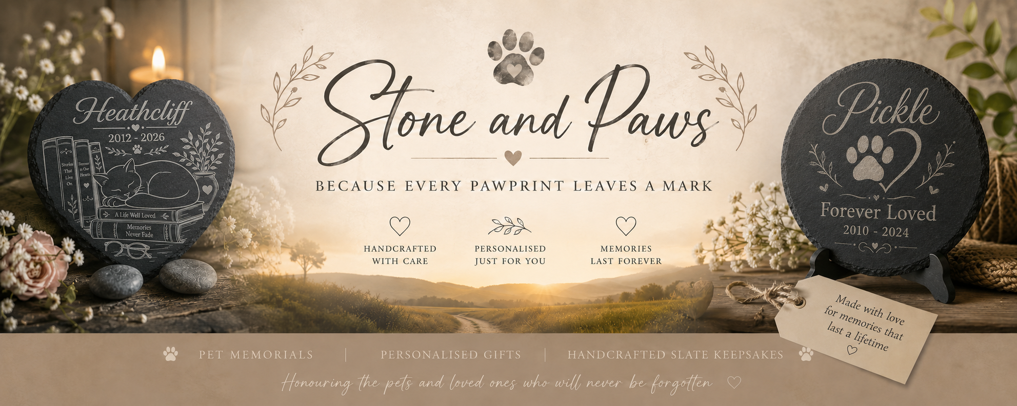 Stone and Paws handcrafted slate memorials