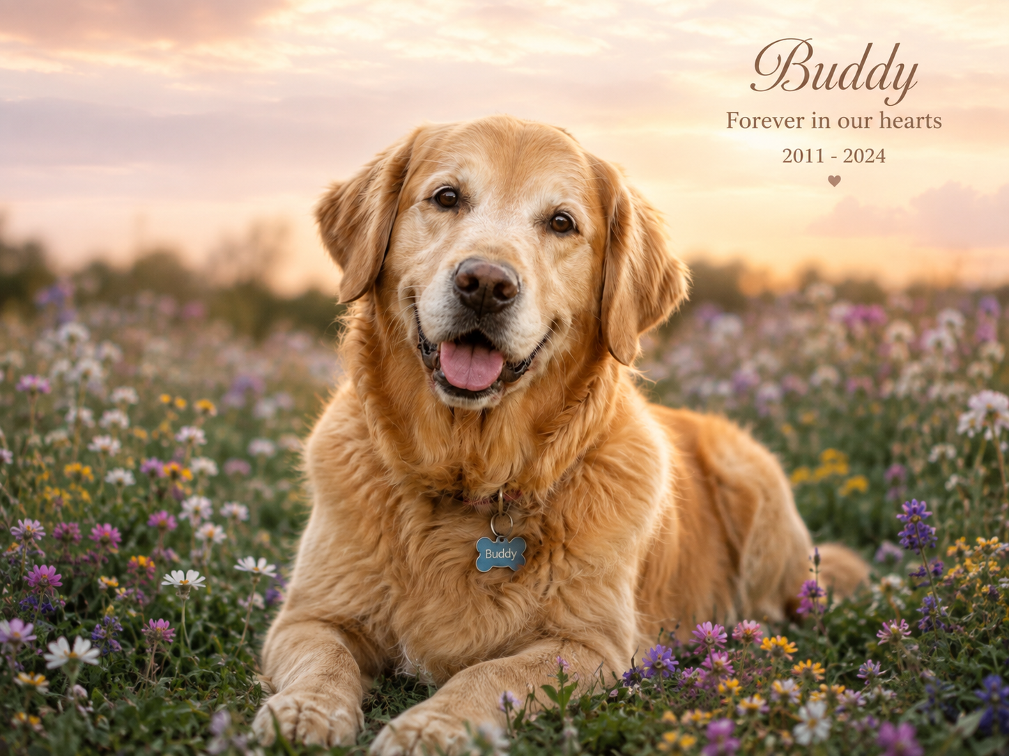 Buddy in a wildflower meadow